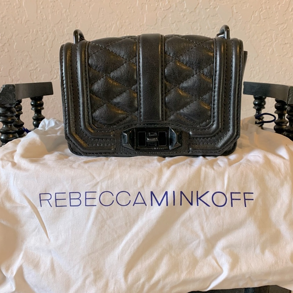 Rebecca Minkoff Quilted Black Leather Mini Crossbody Bag